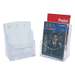 Display ptr pliante, de birou/perete, din plastic, transparent, 2 compartimente, format A4-portrait, Kejea