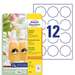Etichete repozitionabile albe octogon 12/A4, diam. 60mm, 10coli/cutie, 5083 Avery Zweckform