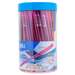 Pix cu capac, albastru, corp diferite culori, varf 0,7mm, 50buc/borcan, DLEQ02636 Deli