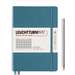 Caiet A5, 125file, matematica, coperta carton rigid, albastru piatra, LEUCHTTURM LT363336