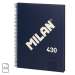 Caiet cu spira A4, 80file, velin, albastru, 57141E80B, Milan 430