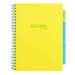 Caiet cu spira A4, 100file, dictando, 5 separatoare, galben, Project Book Neon, Strigo Pads, PADS083