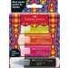 Textmarker 4 culori/set (galben, roz, portocaliu, negru), superfluorescente, Glassy, Faber Castell FC254693