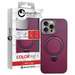 Husa de protectie pentru iPhone 15 Pro Max, piele cu inel stand, compatibila MagSafe, visiniu, Lemontti