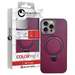 Husa de protectie pentru iPhone 16 Pro, piele, cu suport, MagSafe, visiniu, Lemontti