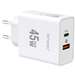 Incarcator retea, USB si USB-C, 45W, GaN Fast Charge, alb, Lemontti