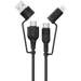 Cablu de date USB-USB-C / USB-C- Lightning, 1,2m, PD 60W, negru, 4 in 1 Lemontti