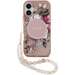 Husa de protectie pentru iPhone 17, roz, Flowers Strap MagSafe, Guess