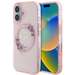 Husa de protectie pentru iPhone 16, roz, Flowers Ring MagSafe, Guess