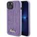Husa de protectie pentru iPhone 15, mov, Sequin Script Logo, Guess