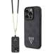Husa de protectie pentru iPhone 15 Pro Max, negru, PU 4G Strass Triangle Metal Logo cu curea Crossbody, Guess