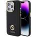 Husa de protectie pentru iPhone 15 Pro Max, negru, Liquid Silicone 4G Strass Metal Logo, Guess