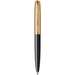 Pix retractabil metalic, corp negru/auriu, varf 0,7mm, 51 Royal DeLuxe Black GT Parker 2123513