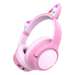 Casti pentru copii on-ear cu microfon, fara fir, Bobo Cat Ears, Pink, PowerLocus
