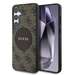 Husa de protectie pentru Samsung Galaxy S25, maro, 4G Round Patch Classic Logo MagSafe, Guess