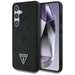 Husa de protectie pentru Samsung Galaxy S25, negru, Grained Hot Stamp Peony Pattern Triangle MagSafe, Guess