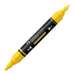 Permanent marker cu vopsea acrilica, 2 varfuri, culoare galben 108, Faber Castell FC185908