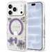 Husa de protectie pentru iPhone 18 Pro / 17 Pro, mov, Resin Flowers and Glitter MagSafe, Guess